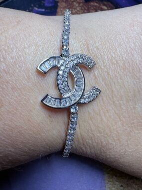 Certified Interlocking CC Moissanite  Tennis bracelet with adjustable link